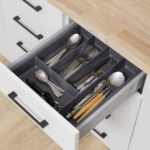 Kaboodle 450mm cutlery tray trim to fit drawer organiser dark grey W-62050