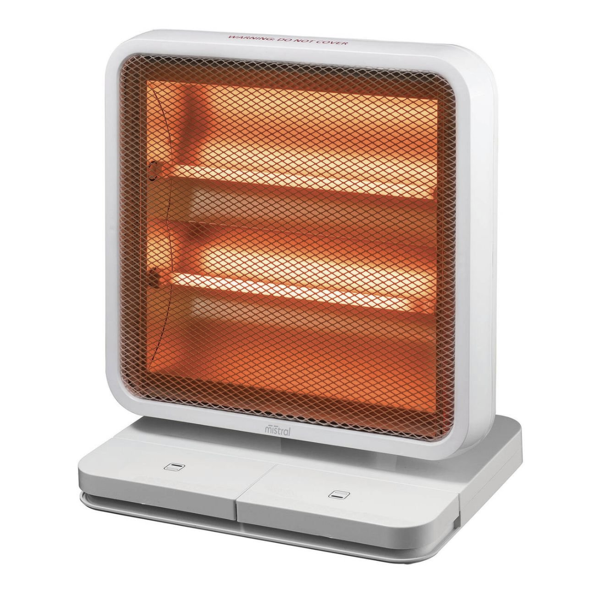 Mistral 800W Radiant Heater Mistral 800W Radiant Heater 2 Quartz Heating Elements 2 Heat Settings Tip-Over Safety Switch Metal Safety Grille GS1822Y23