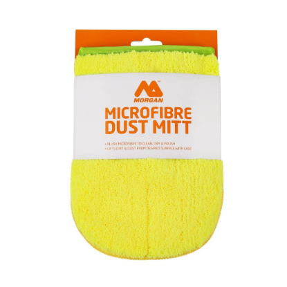 Morgan Yellow Microfibre Dust Mitt 22x16.5cm Plush Scratch-Free 88% Polyester 12% Polyamide Machine Washable Car Cleaning Mitt