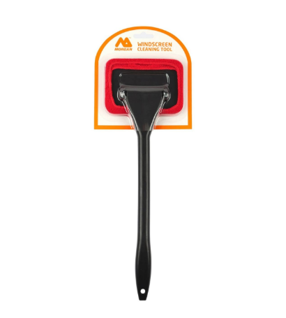 Morgan 39cm Black Handle Red Cap Windscreen Cleaning Tool with 2 Washable Microfibre Pads for Car Interior Window Cleaning