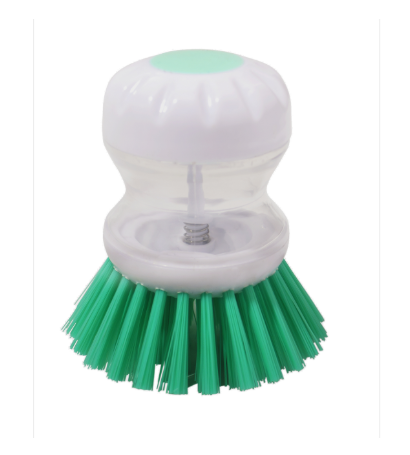 Morgan Palm Dish Brush with Soap Dispenser Orange White Polypropylene Press Button Refillable Dishwashing Brush