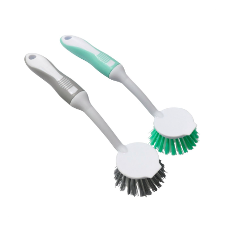 Morgan Round Dish Brush Lightweight Polypropylene Soft Grip Handle Rounded Head for Grease and Grime Removal Dishwashing