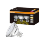 Osram MR16 12V 5.5W warm white LED downlight globes 3 pack, 500lm 3000K full glass design