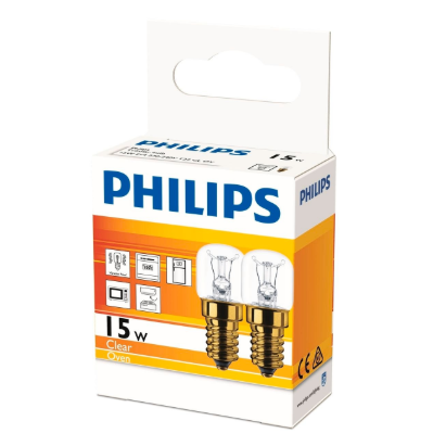 Philips T22 E14 15W oven globe 90lm clear 2 pack appliance light bulb