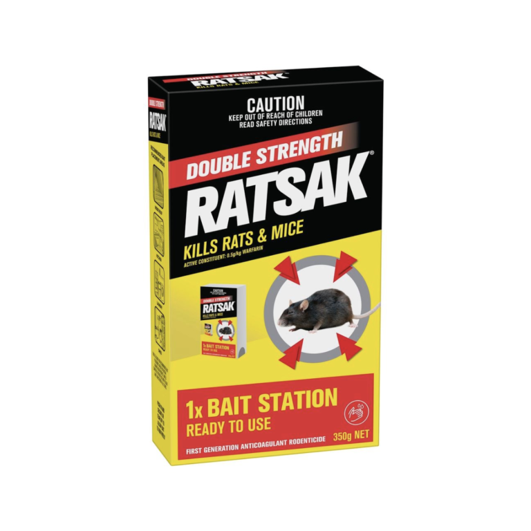 RATSAK 350g Double Strength Bait Station Ready to Use Warfarin Formula Kills Rats Mice Up to Two Weeks Indoor Use 56511
