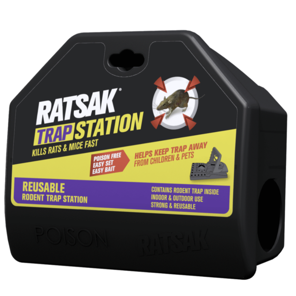 RATSAK Reusable Rodent Trap Station Lockable Poison-Free Suits Rats Mice Indoor Outdoor PVC Plastic 54624