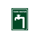 Rain Harvesting 100 x 75mm Green and White Metal Tank Rainwater Sign
