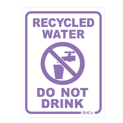 Rain Harvesting 100 x 75mm White Lilac Metal Recycled Water Do Not Drink Sign