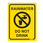 Rain Harvesting 100 x 75mm Yellow Black Metal Rainwater Do Not Drink Sign