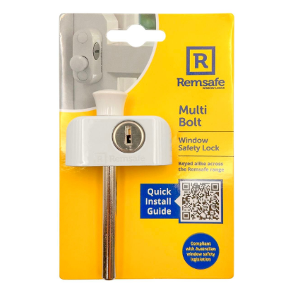 Remsafe white multi bolt window lock sliding sash security Australia