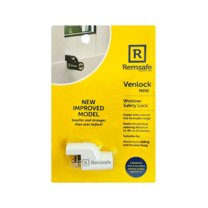 Remsafe VL2 WHT Venlock Mini white cast alloy child safety window restrictor for sliding aluminium windows