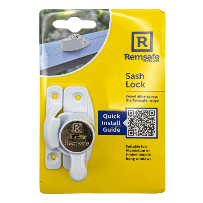 Remsafe white sash lock double hung window security lock powder coated steel Australia
