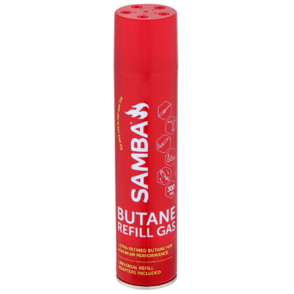 Samba 300ml butane lighter gas refill with universal adaptors for refillable lighters Australia