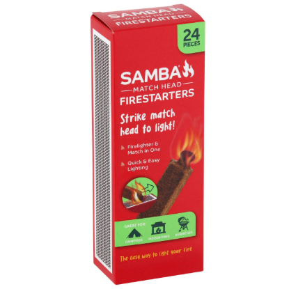 Samba firestarters match head 24 pack all in one BBQ and fireplace firelighters Australia