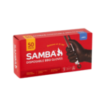 Samba Large Disposable Nitrile BBQ Gloves 50 Pack with micro diamond texture for food handling