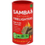 Samba natural firelighters 100 pack wood and wax cubes in storage canister