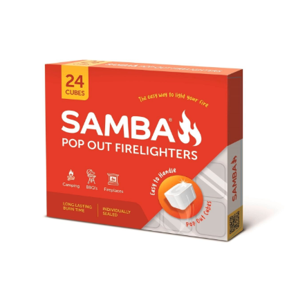 Samba pop out firelighters 24 pack fast ignition cubes for BBQ and fireplaces Australia