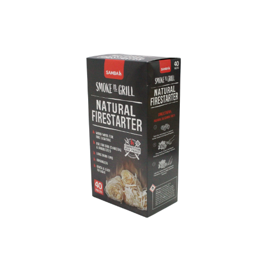 Samba Natural Firestarters 40 Pack for BBQ & Fire Pits Australia Samba Natural Firestarters 40 Pack for BBQ & Fire Pits Australia