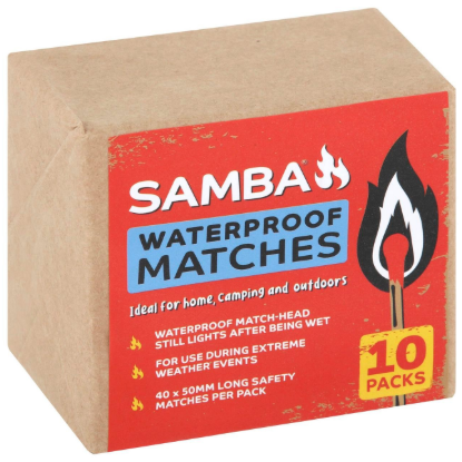 Samba waterproof matches 10 pack weatherproof camping safety matches Australia