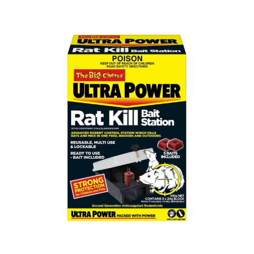 The Big Cheese Ultra Power Rat Kill Bait Station Reusable Lockable Rodent Control 100g 73101 The Big Cheese Ultra Power Rat Kill Bait Station Reusable Lockable Rodent Control 100g 73101