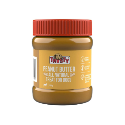 Trusty DPB1 350g natural peanut butter dog treat spread, xylitol-free, gluten-free, no added sugar