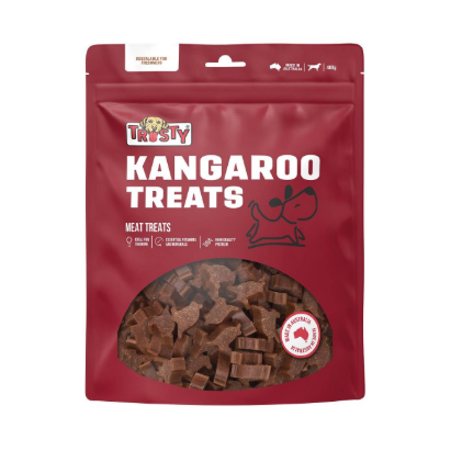 Trusty ZPTRROOBITE 400g kangaroo bites adult dog treats made with real Australian kangaroo meat